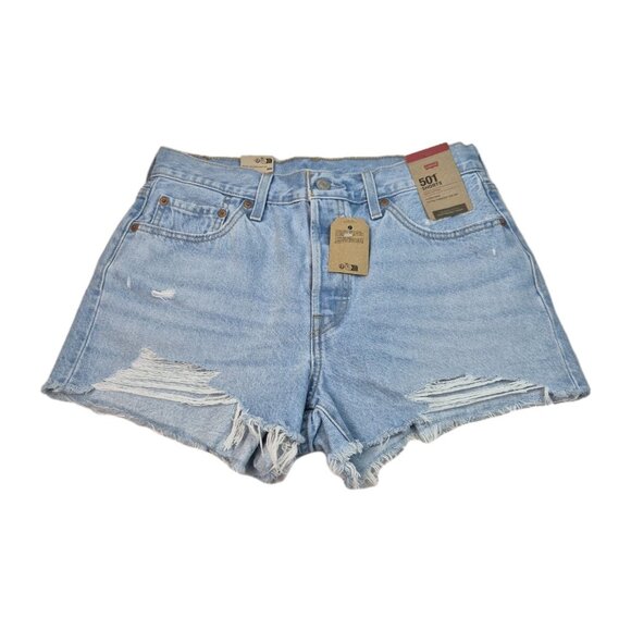 Levi's Pants - Levi's 501 Size 29 Women's HIGH Rise Ripped Distressed Jean Denim Shorts Blue 55